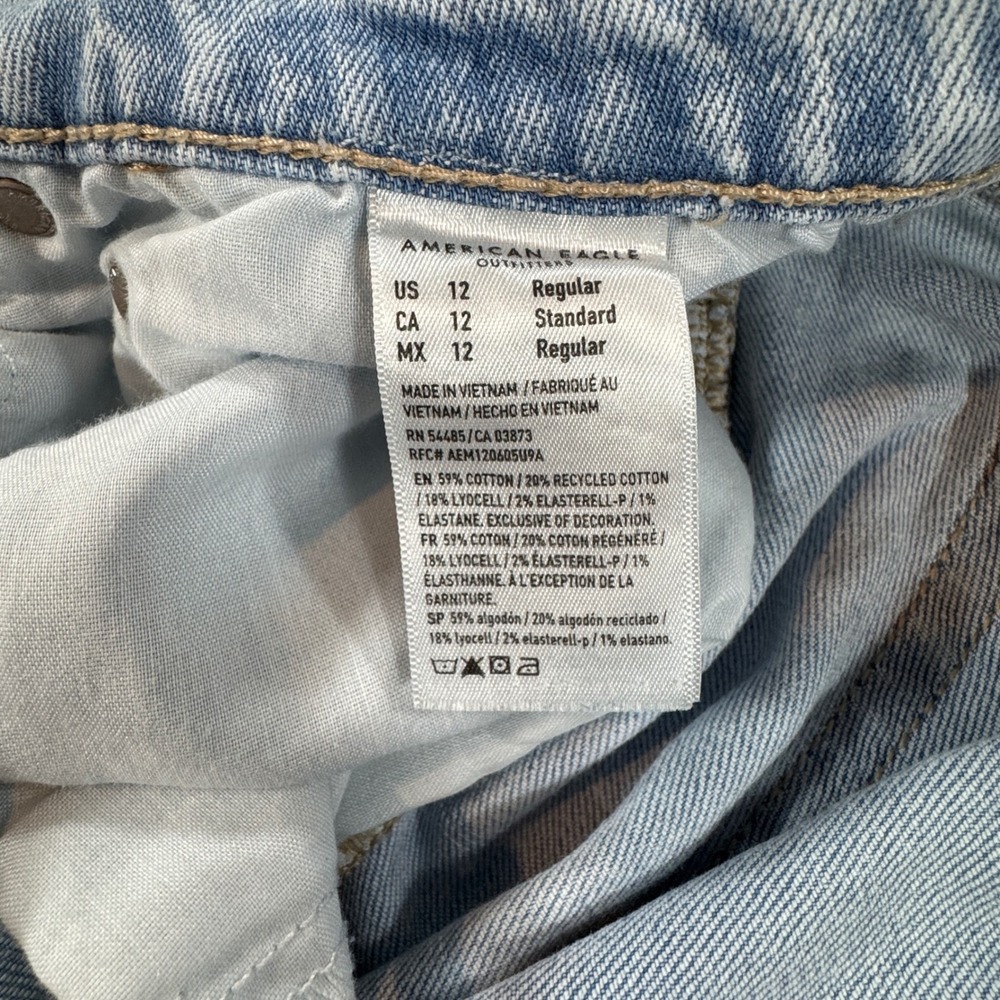 Y2K American Eagle Super High Rise Baggy Wide Leg Jeans Light Wash Size 12 Boho - Picture 4 of 8